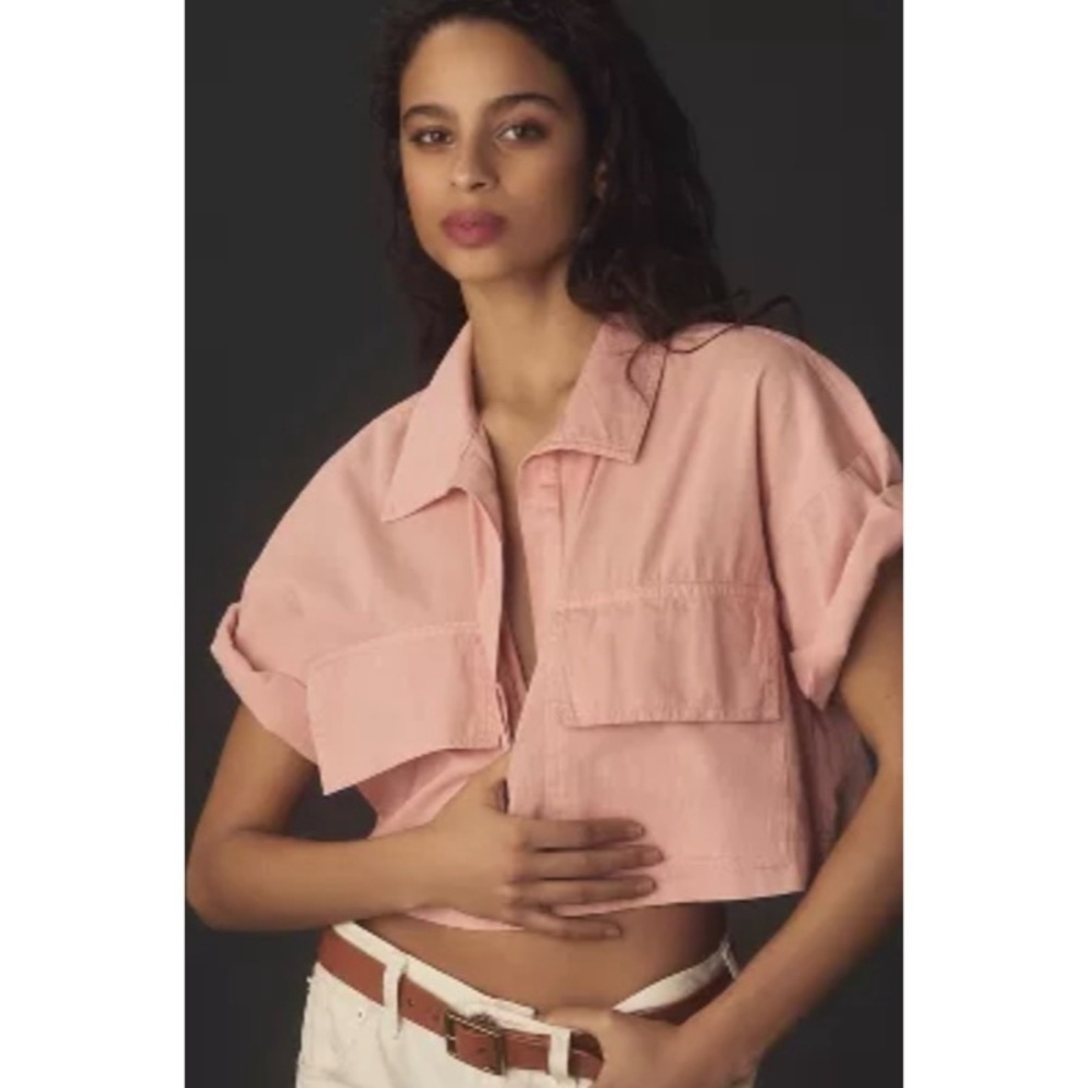 Pilcro Blush Short-Sleeve Cropped Utility Tee M